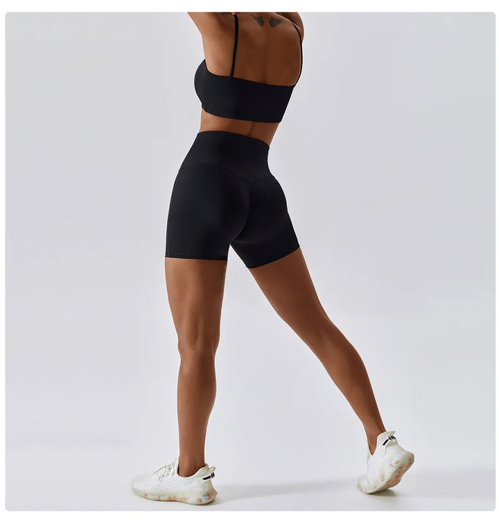 Kylie -  Black Seamless High Waist Leggings/CropTop  Set