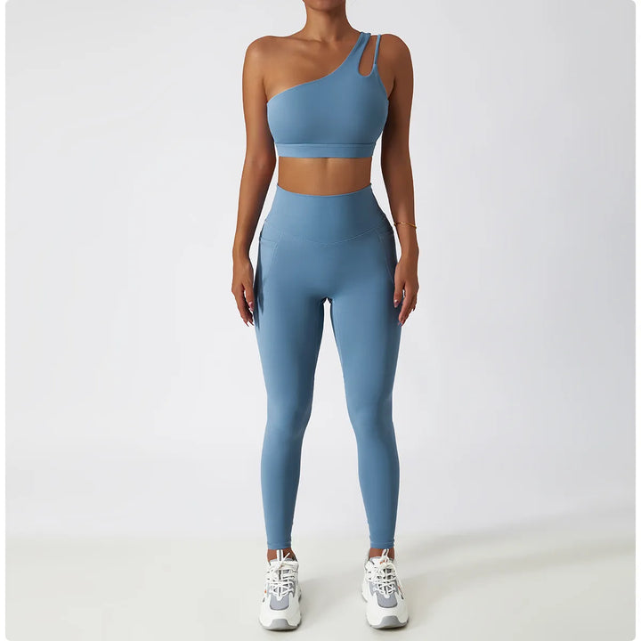 Riley - Denim Blue 2 Piece Leggings & Crop Set