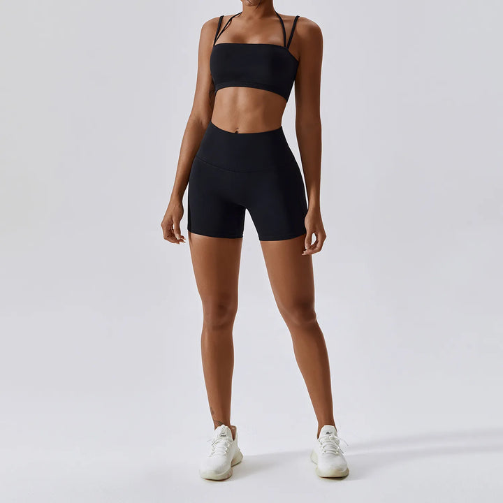 Kylie -  Black Seamless High Waist Leggings/CropTop  Set