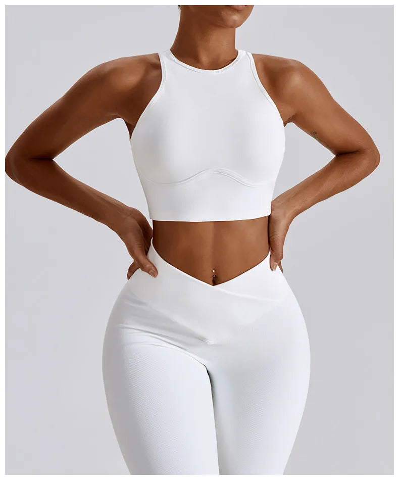 Toni - Seamless Sportswear V-front Legging  with High Neck Crop Top