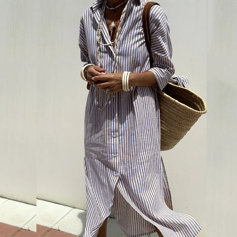 Striped | Elegant Shirt Dress