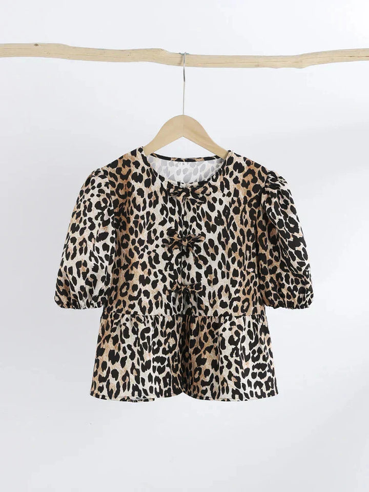 Leopard Print Puff Sleeve Top | Chloe