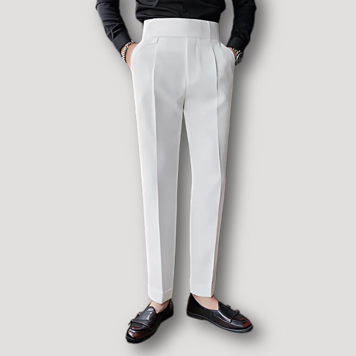 Casual Pleated Slim Fit High Waist Pants Man