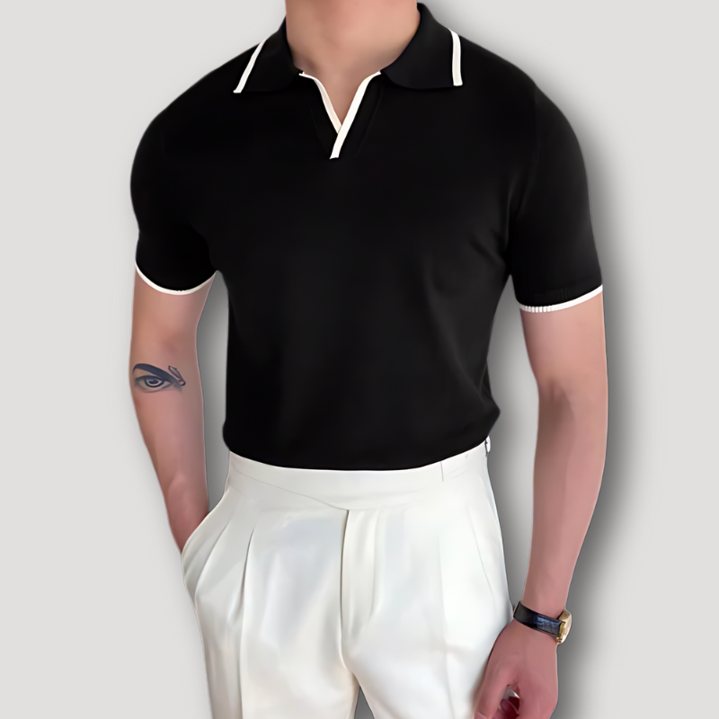 Contrast Trim Short Sleeve Classic Men in Polo Shirt