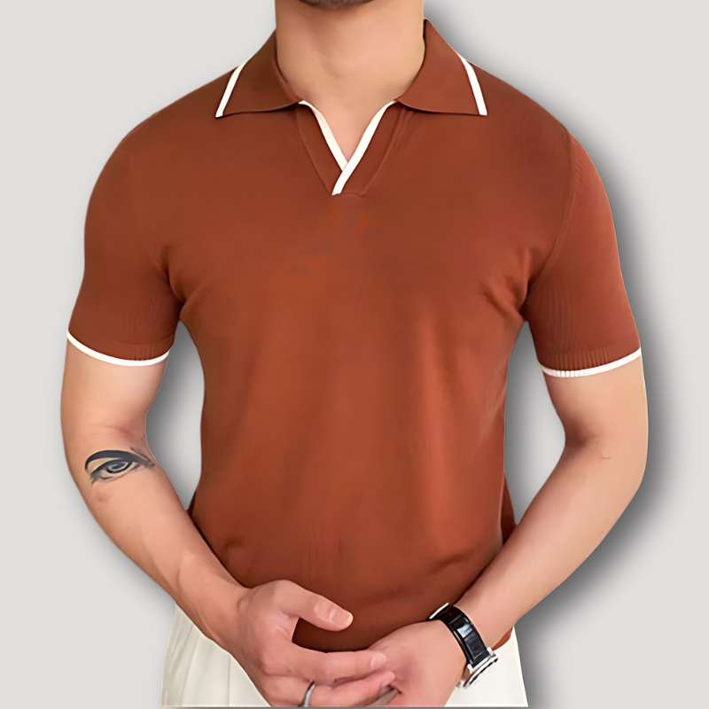 Contrast Trim Short Sleeve Classic Men in Polo Shirt