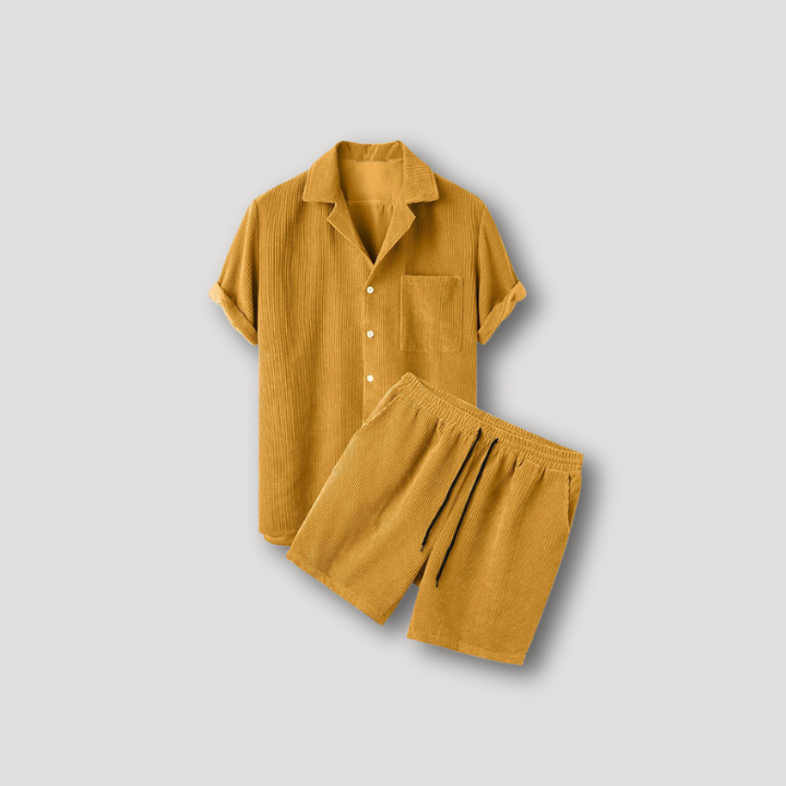 Corduroy Polo Shirt and Shorts Summer Set