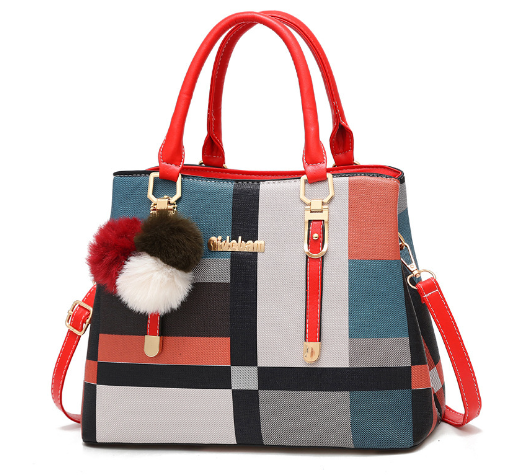 Luna | Plaid Shoulder Bag with Colorful Stitching