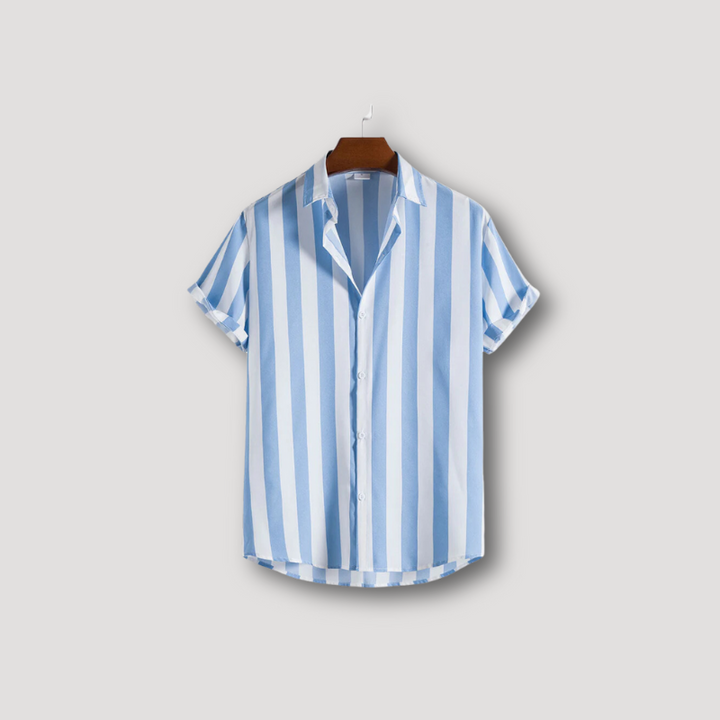 Blue Striped Shirt Beachwear Summer Set