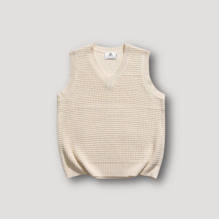 V Neck Ribbed Knit Vest Men's