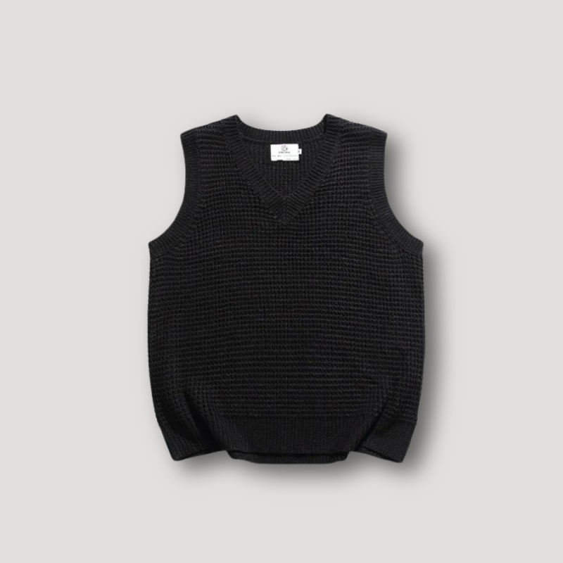 V Neck Ribbed Knit Vest Men's