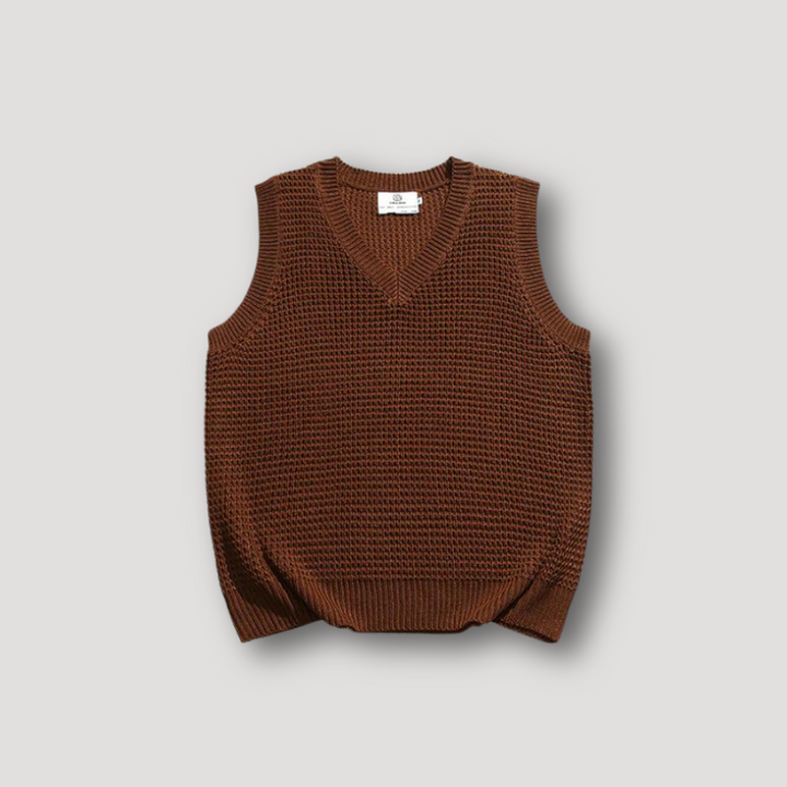 V Neck Ribbed Knit Vest Men's