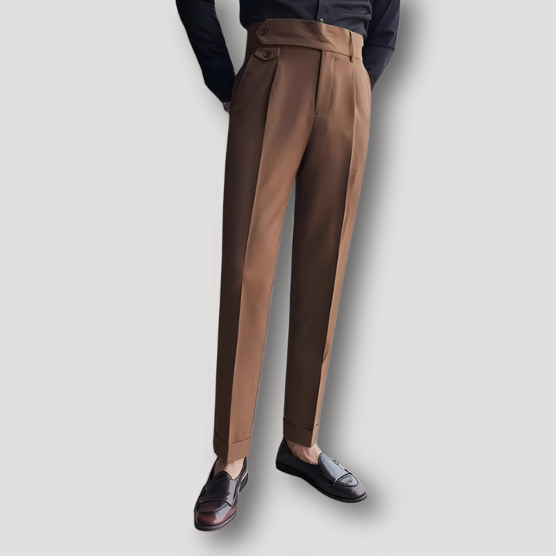 British Naples High Waist Tapered Chinos Trousers for Men