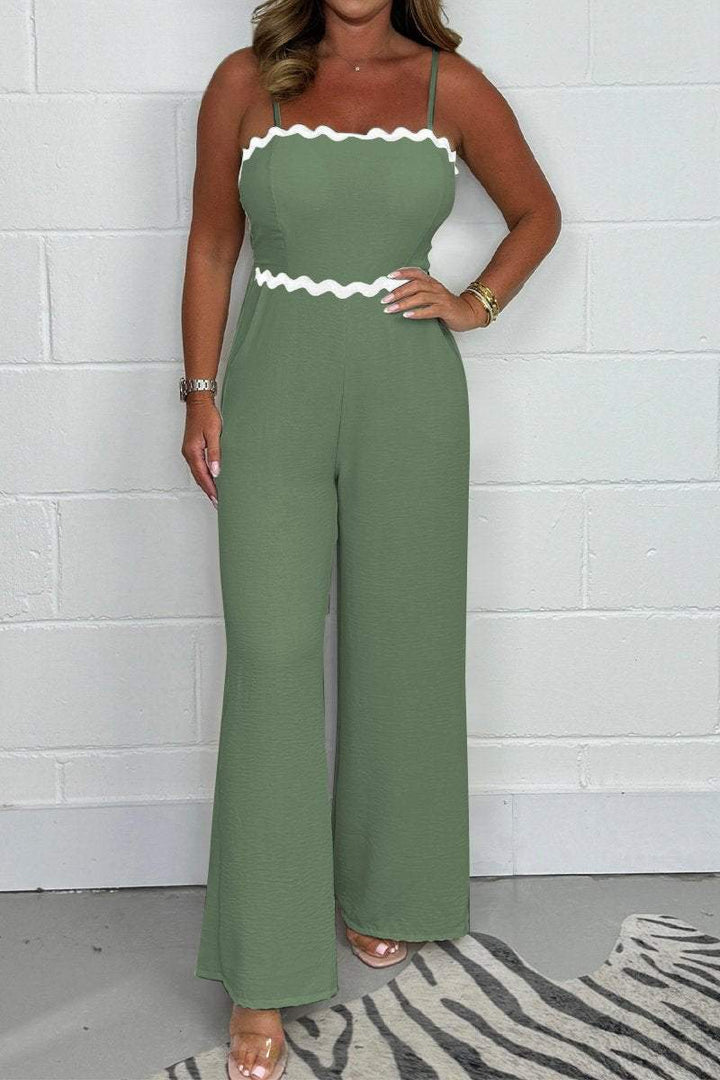 Gianna - Women's Jumpsuit with Wavey Trim and Spaghetti Straps