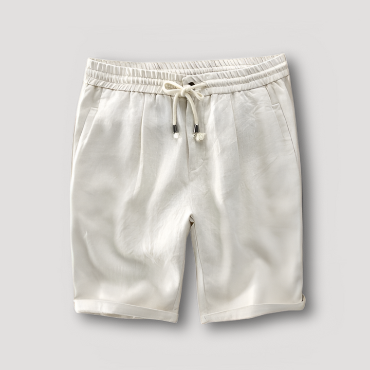 Summer Drawstring Cotton Linen Men Beach Shorts