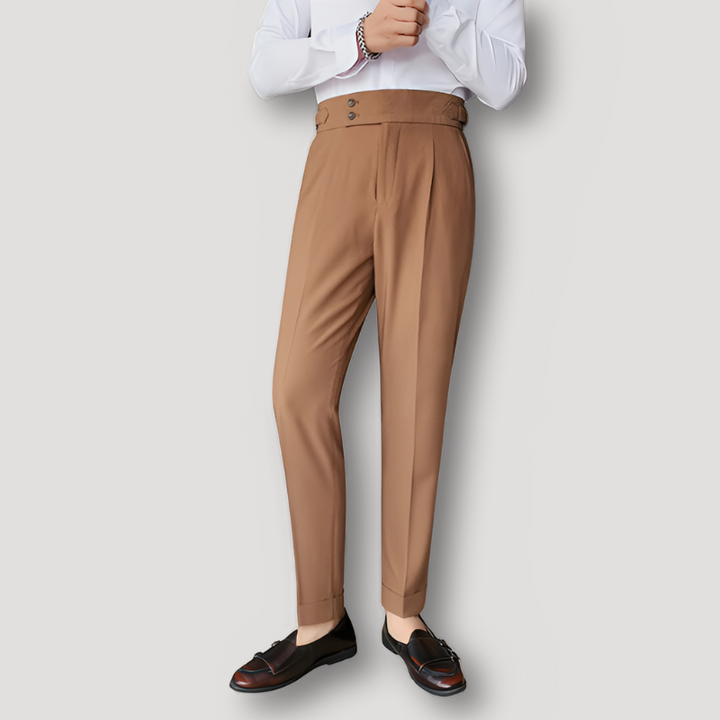 Casual Business Double Button High Waist Pants for Men