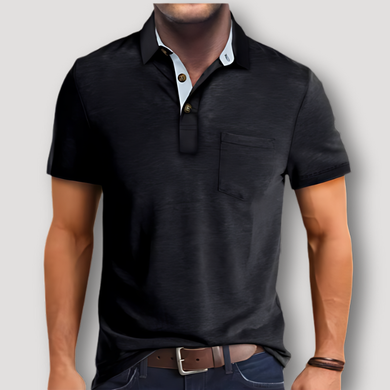 Casual Polo Shirts Classic Button Short Sleeve Cotton T Shirt