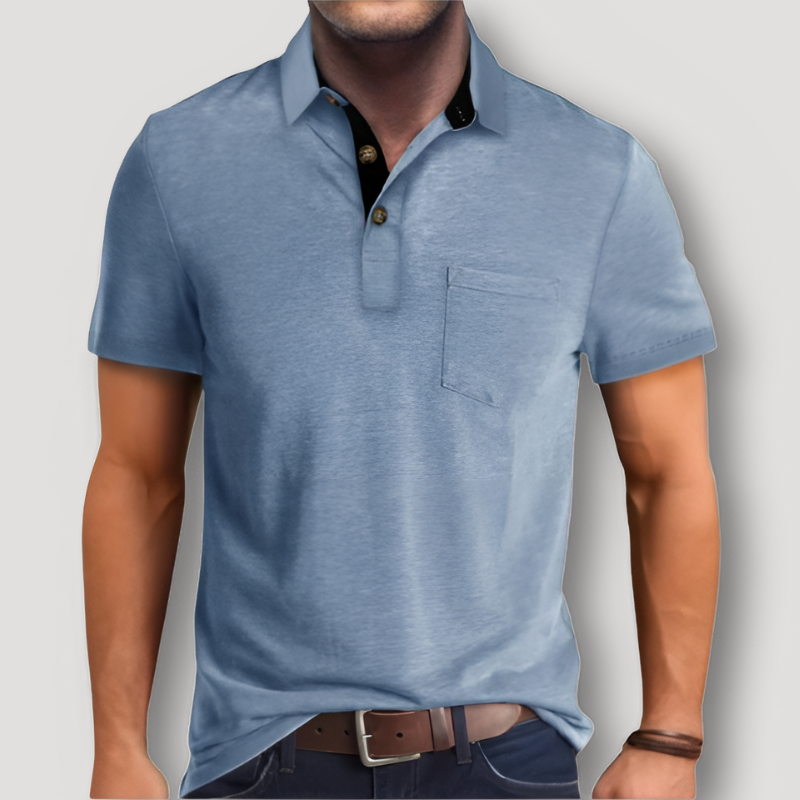 Casual Polo Shirts Classic Button Short Sleeve Cotton T Shirt