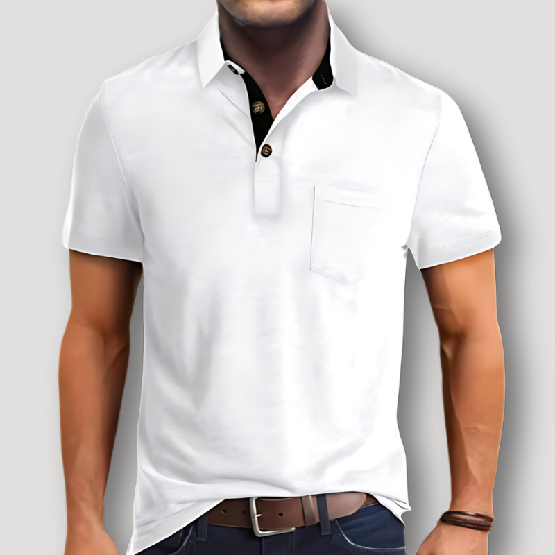 Casual Polo Shirts Classic Button Short Sleeve Cotton T Shirt