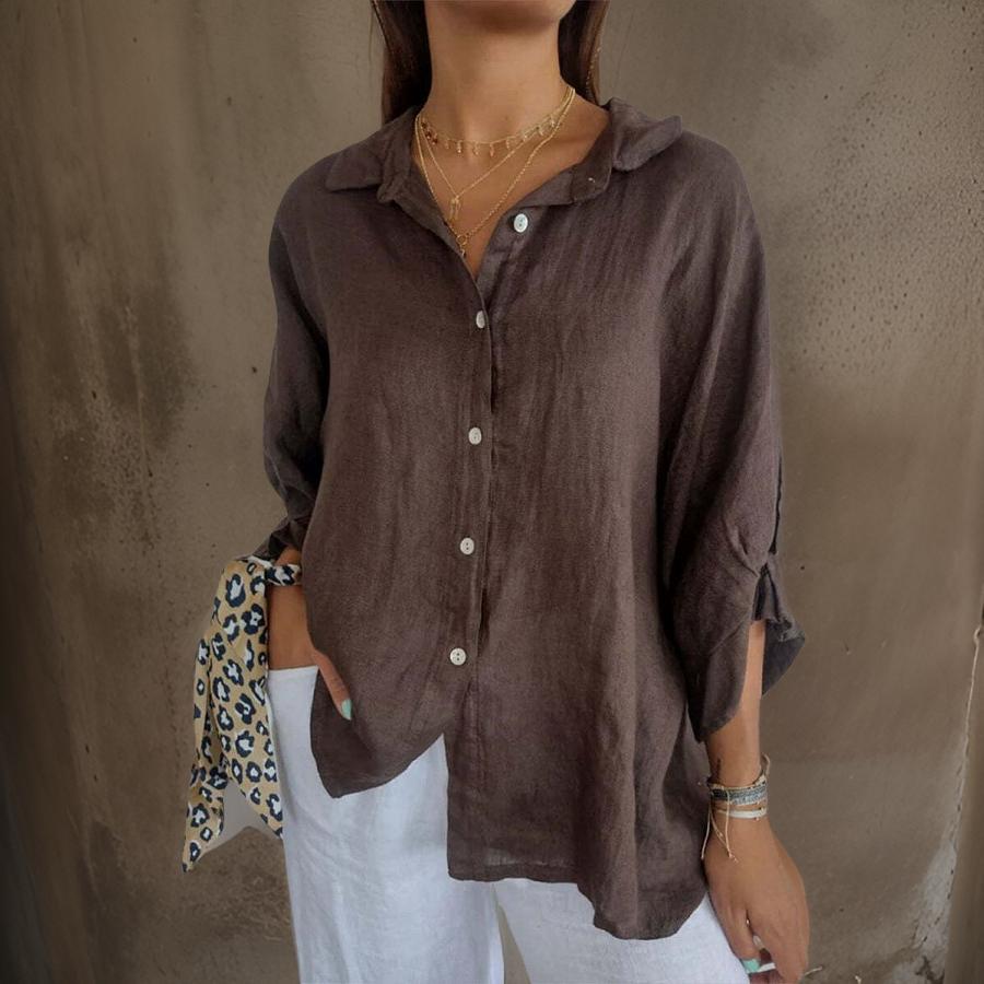 LINDA™ | LINEN POLO BLOUSE 1+1