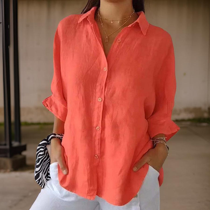 LINDA™ | LINEN POLO BLOUSE 1+1