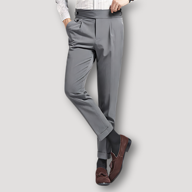 Casual Business Slim Fit Pleated Chino Pants Man