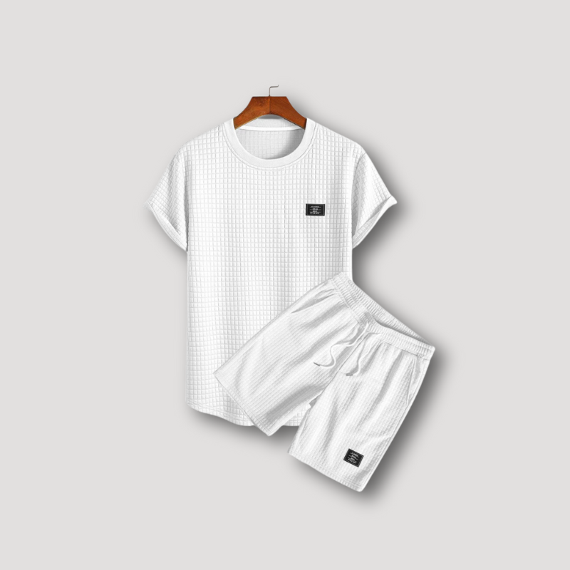 2 Piece Sets Short Sleeve Waffle Shirt